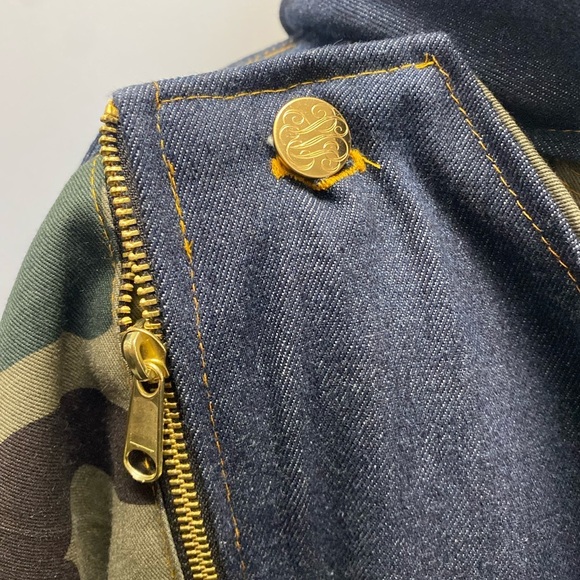 Blue denim and camouflage trench coat with removable panel - Picture 7 of 11